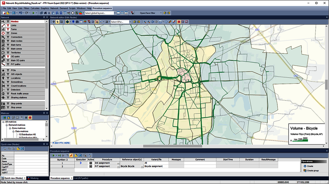PTV Visum 2022 Improved modeling of bicycle traffic